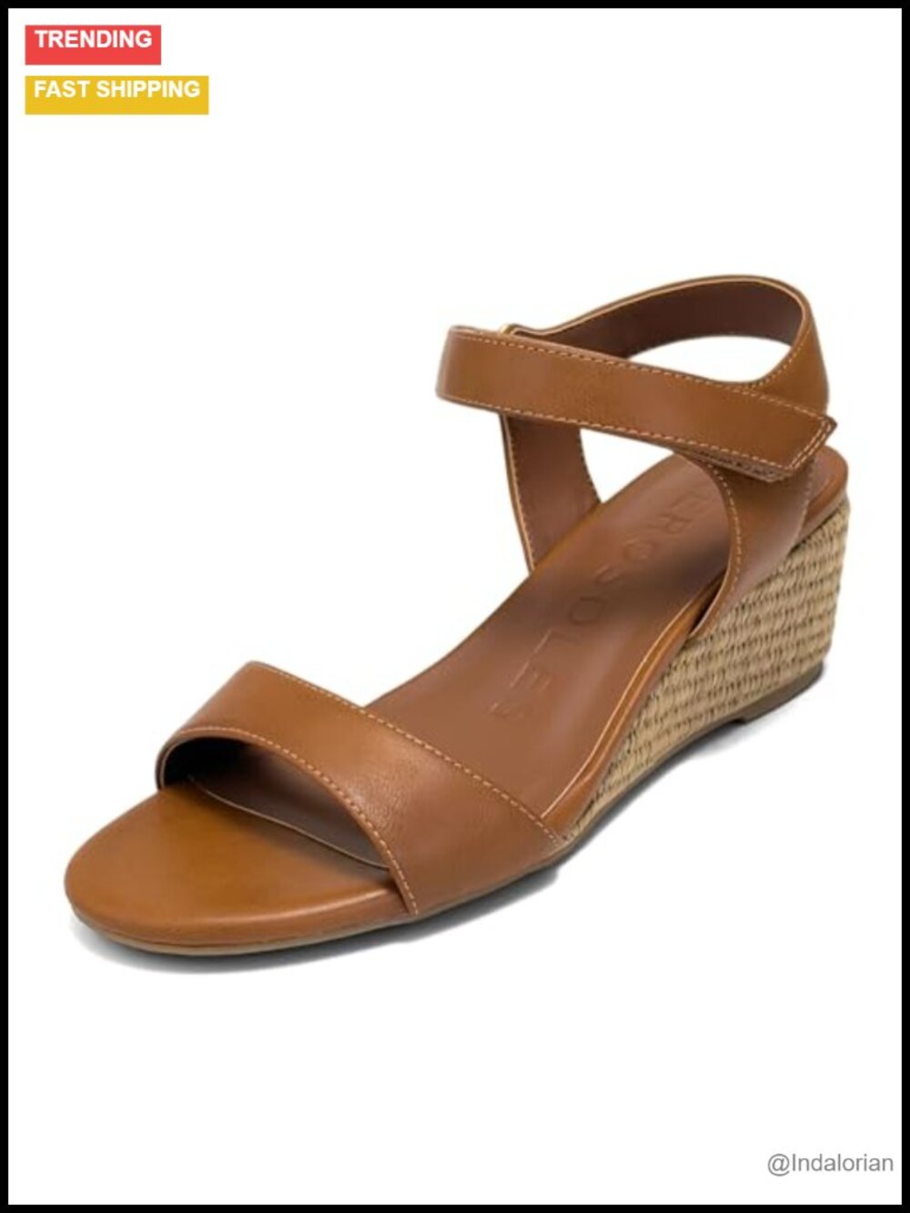 Wel Wedge Sandal Faux Leather OrthoLite Comfort Adjustable Strap